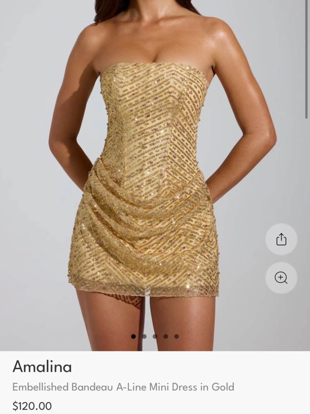 Oh Polly Gold Sequin Strapless Party Dress